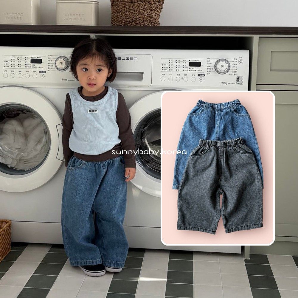 Pepper韩国进口童装代购26春男女小大童百搭松紧腰直筒裤牛仔裤,童装/婴儿装/亲子装,裤子,淘宝优惠券,粉丝福利购,淘宝优惠卷