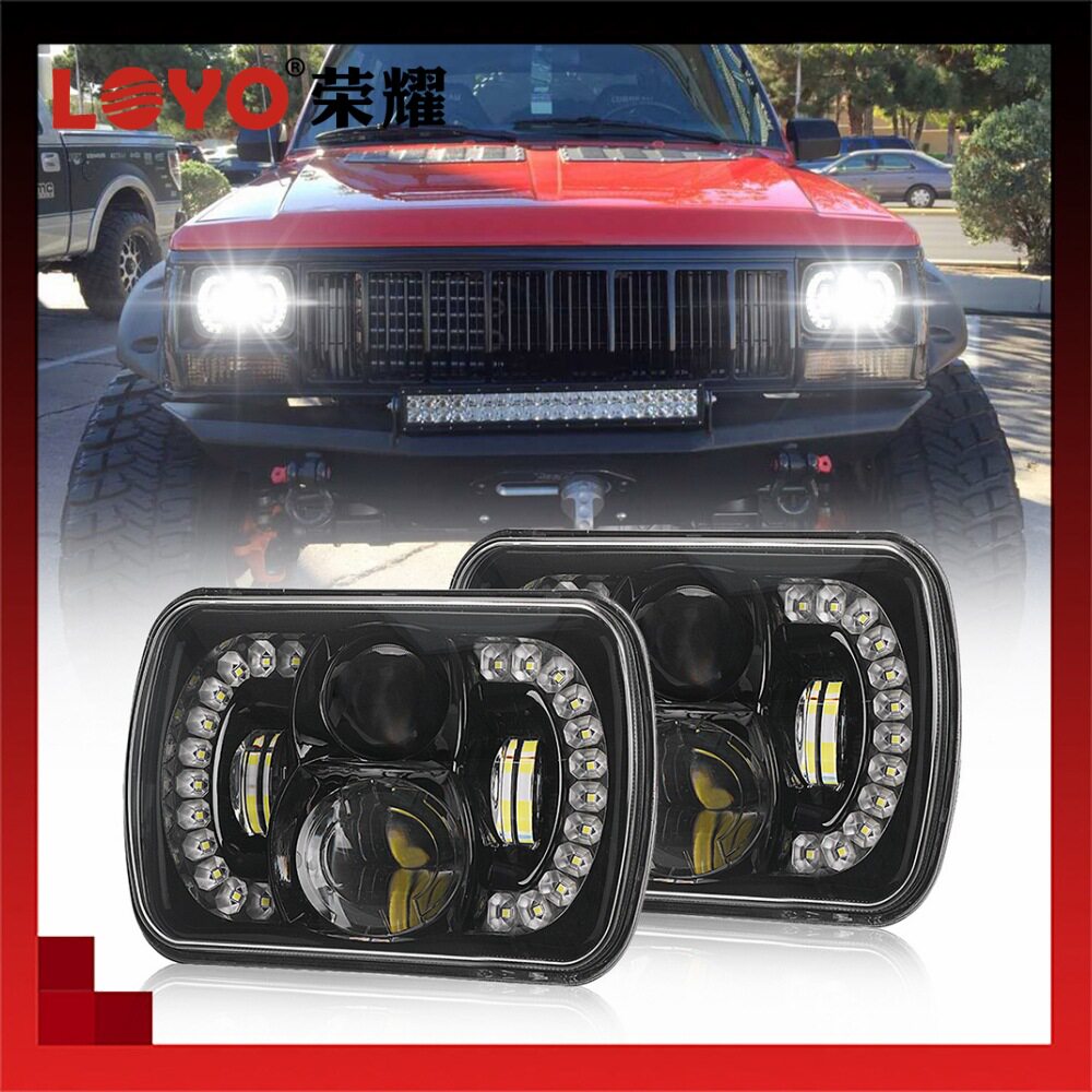 适用于卡车吉普车5X7英寸LED钻石方灯车头灯LED汽车改装近远光灯