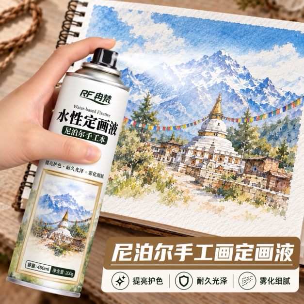 定画液水性尼泊尔本蜡笔油画棒喷雾专用定画哑光亮光定型固色剂