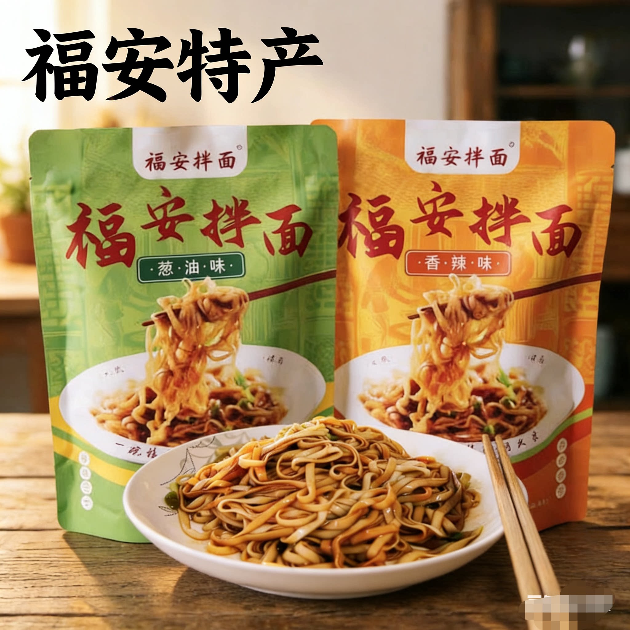 福安特产拌面速食包装猪油拌面小吃方便劲道葱油面干条含酱料图片