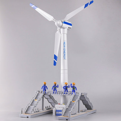 发条回力旋转发电机模型风力发电风车玩具男孩仿真儿童益智运输车