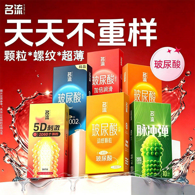 名流玻尿酸避孕套超薄旗舰店正品男用情趣颗粒安全套002热销第一
