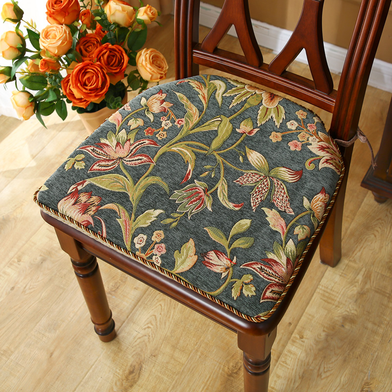 新实木坐垫餐椅垫加厚海绵马蹄形美式复古餐椅坐垫新中式家用轻奢