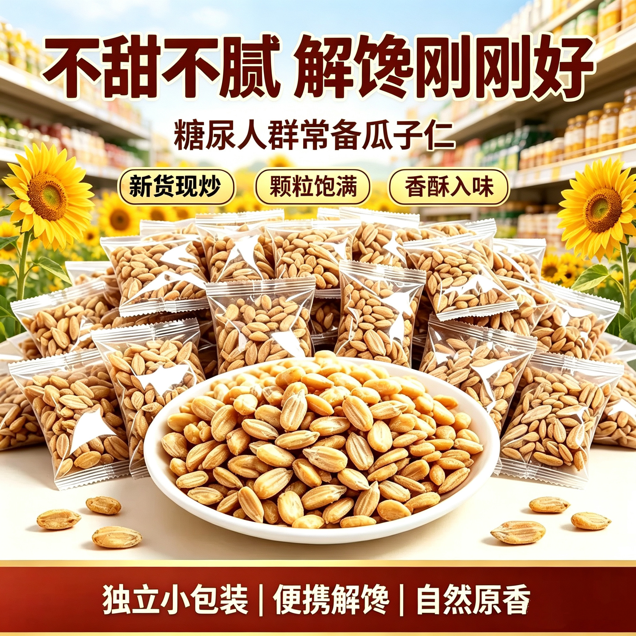 无糖精的零食品小糖人可以吃的椒盐瓜子仁小包装去壳休闲解馋零食