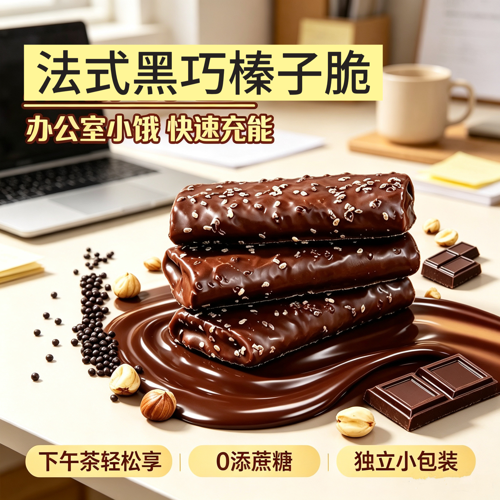 无糖精的零食品小糖人可以吃黑巧榛子脆蛋卷独立包下午茶解馋点心