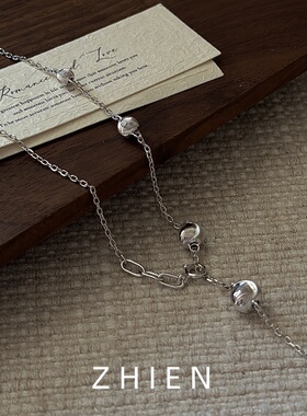 至恩【流光】S925复古猫眼长款项链毛衣链时尚高级感日韩法式银链