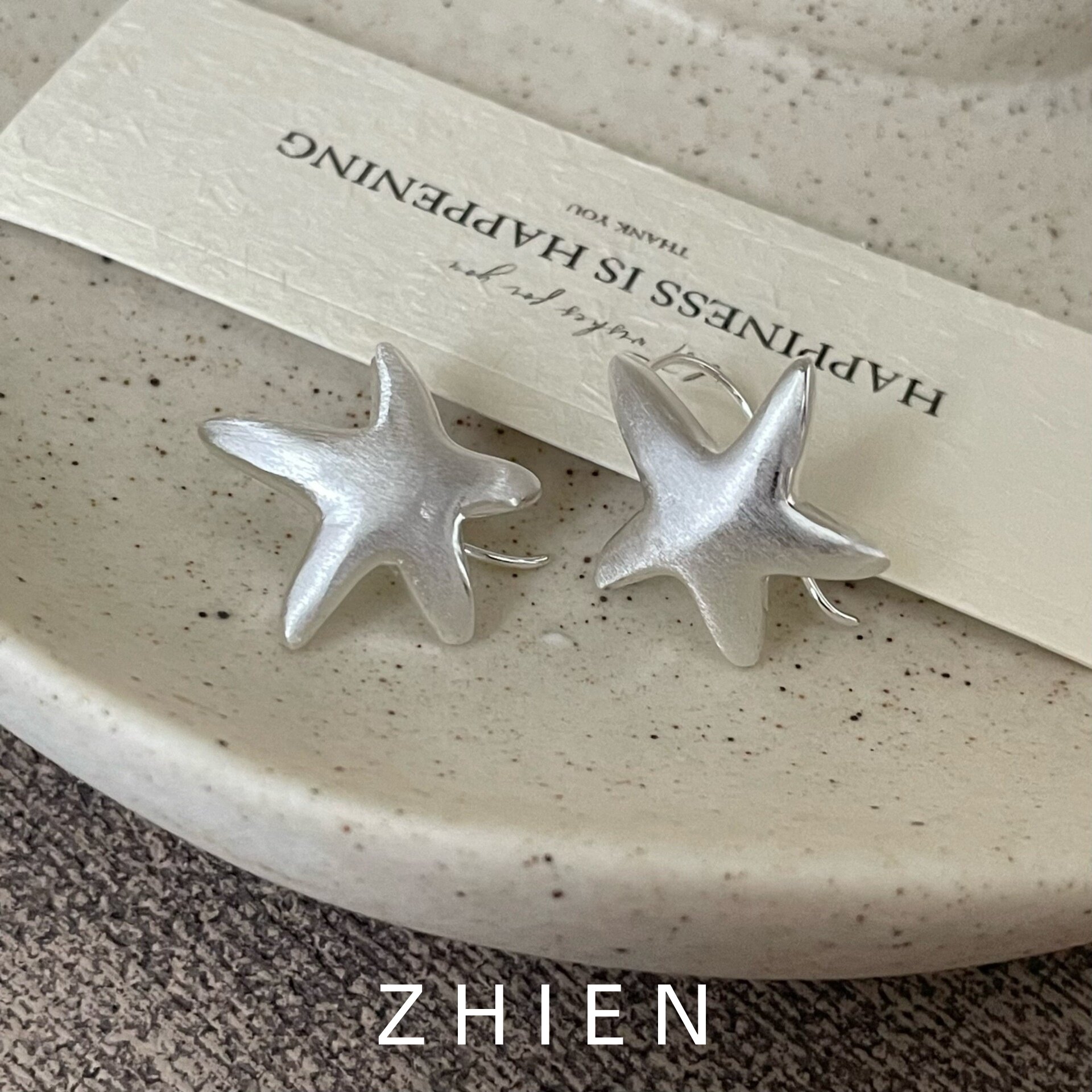 S925纯银海星耳钉ins风星星耳环