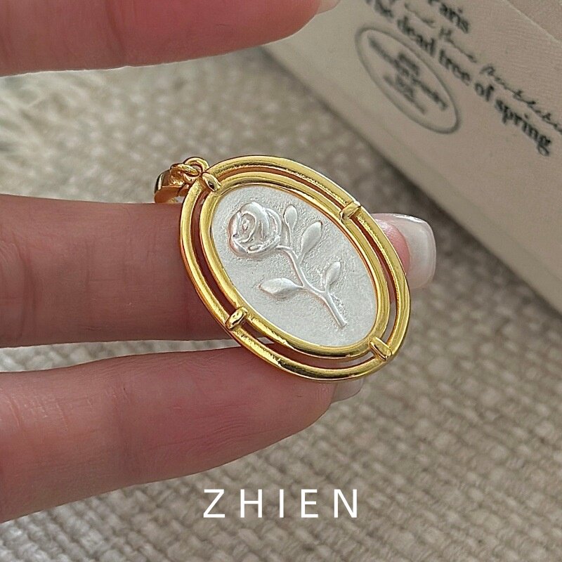 至恩S925纯银复古玫瑰吊坠