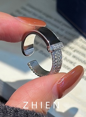 925纯银小众镶钻开口戒指高级感