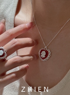 【卡梅奥】S925纯银复古红色项链