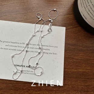 至恩纯银锁骨链高级感女细闪项链素银韩版细链小方块精致颈链单链