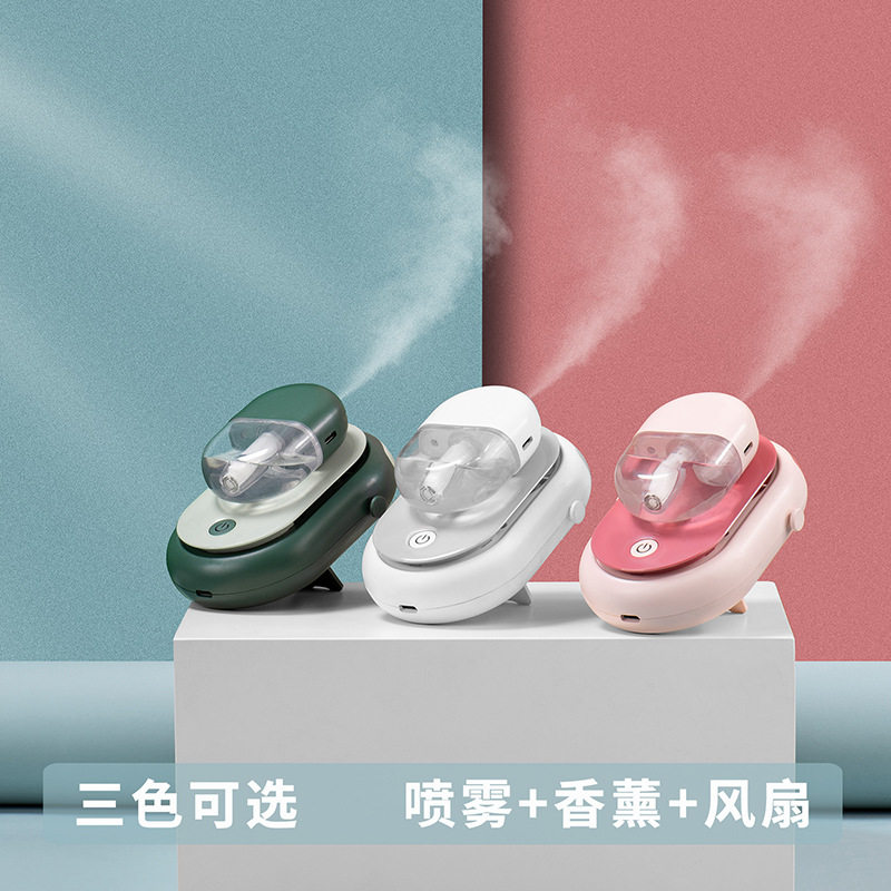 挂脖小风扇usb喷雾制冷水冷冷风式懒人宿舍轻音手拿香薰风扇P