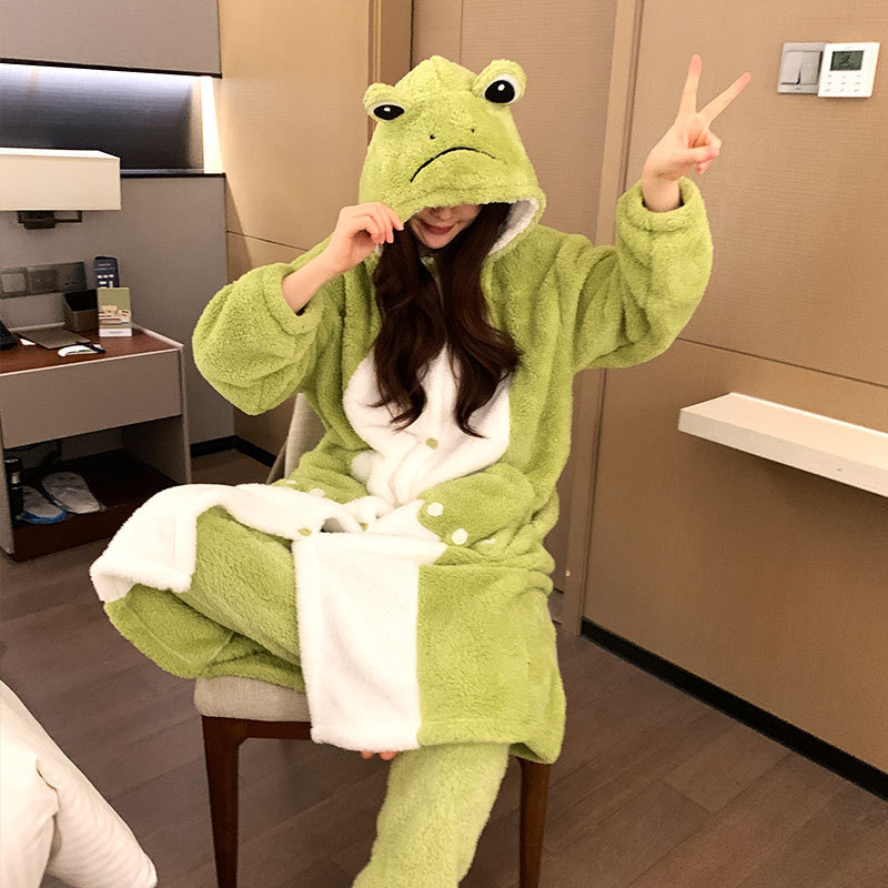 睡衣女冬季睡袍加厚绒保