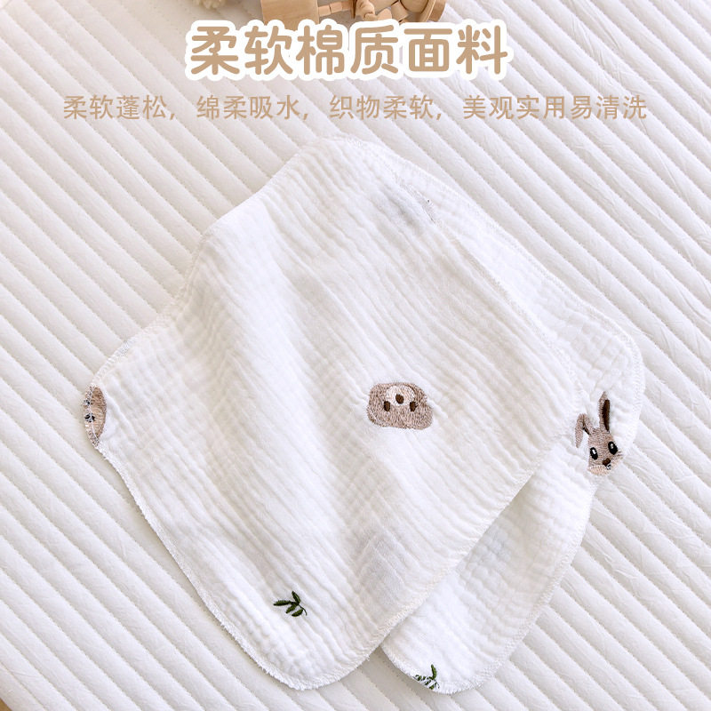 新生儿口水巾婴儿纯棉纱布刺绣A类小手帕宝宝洗脸巾四季通用