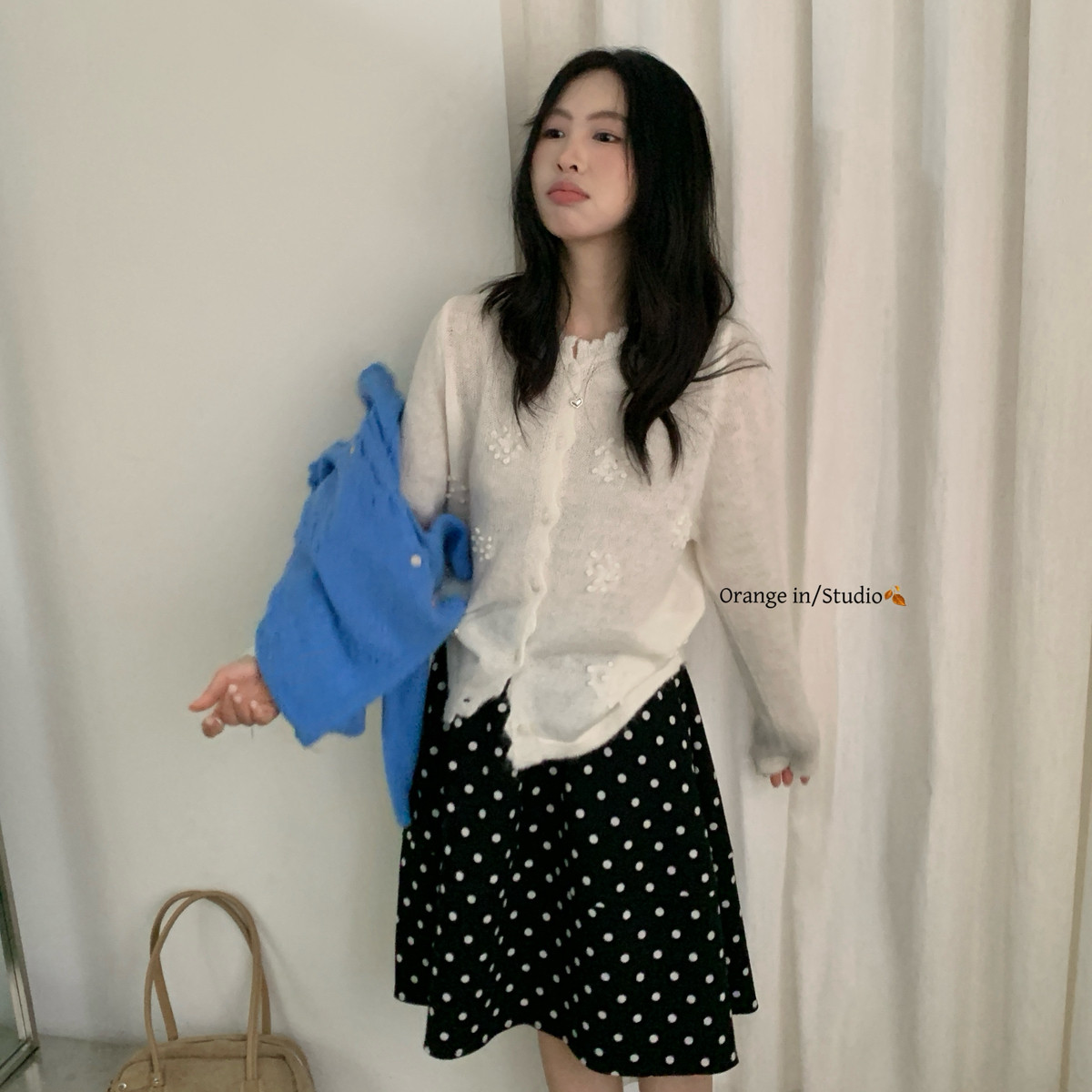 Orange in.studio橘里-松单排扣保暖毛衣(单卖毛衣不含围巾)M3776图片