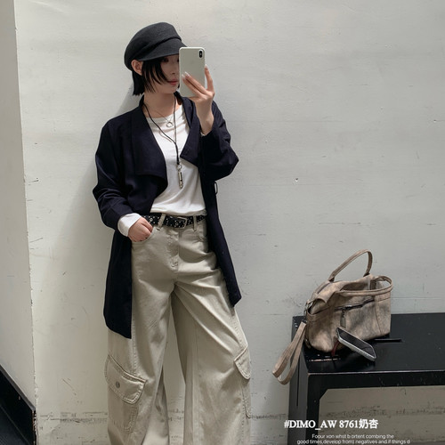 DIMO-立体大口袋工装裤休闲裤(配腰带)8761奶杏