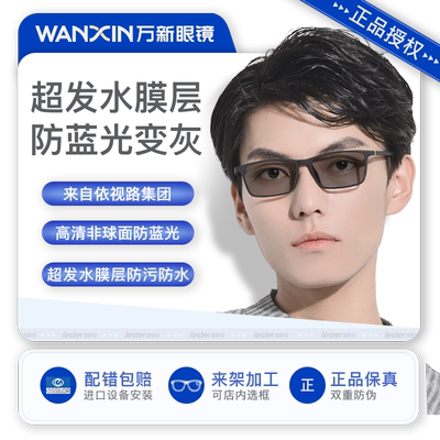 万新超发水镜片防蓝光膜变眼镜片