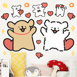 大号线条小狗贴纸墙贴门贴儿童房卧室衣柜装饰贴画幼儿园装饰贴纸