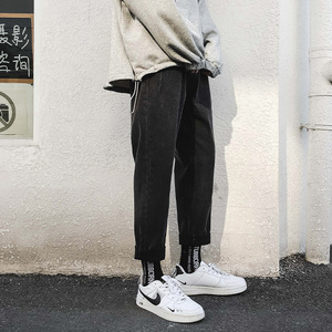 9221-P45 港风牛仔裤男秋季长裤水洗潮流休闲直筒裤青年裤子 浅蓝，男装牛仔裤，电商A080