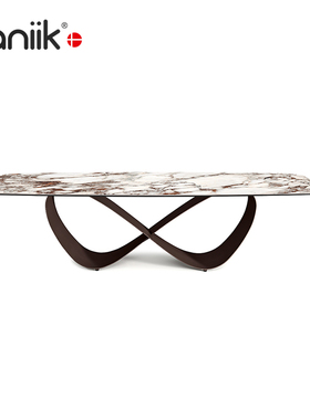 vaniik/北欧艺术轻奢别墅样板间餐厅Butterfly Keramik岩板餐桌