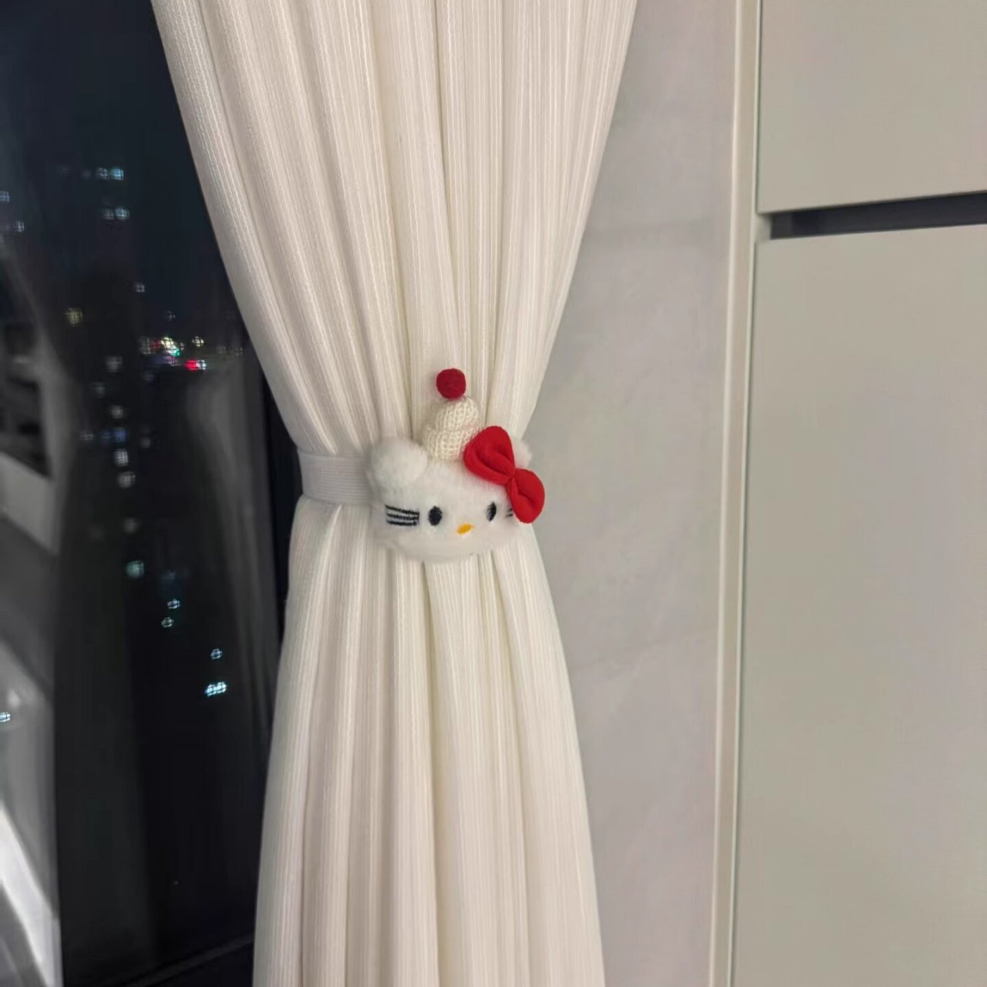 hellokitty窗帘绑带弹力绳环扣可爱卡通宿舍客厅卧室装饰房间布置