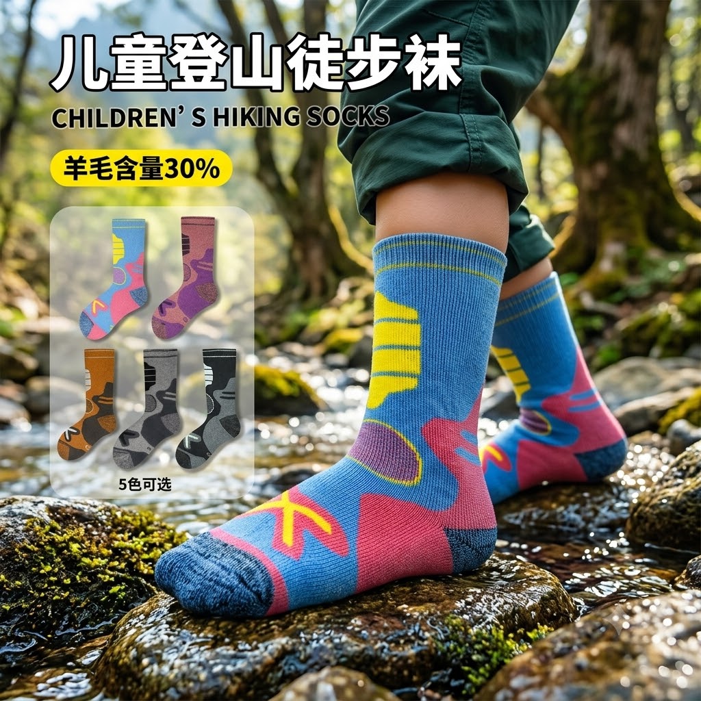 rbao儿童羊毛袜美利奴羊毛登山