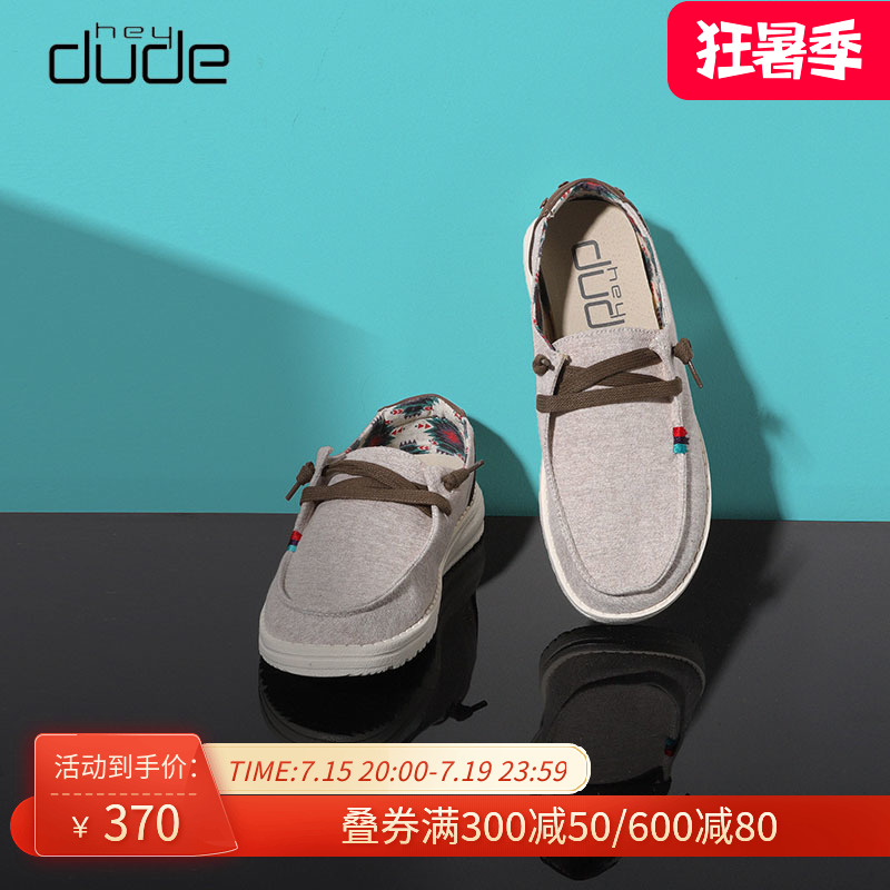 hey dude都德一脚蹬女鞋春夏透气懒人鞋休闲软底女布鞋百搭帆布鞋