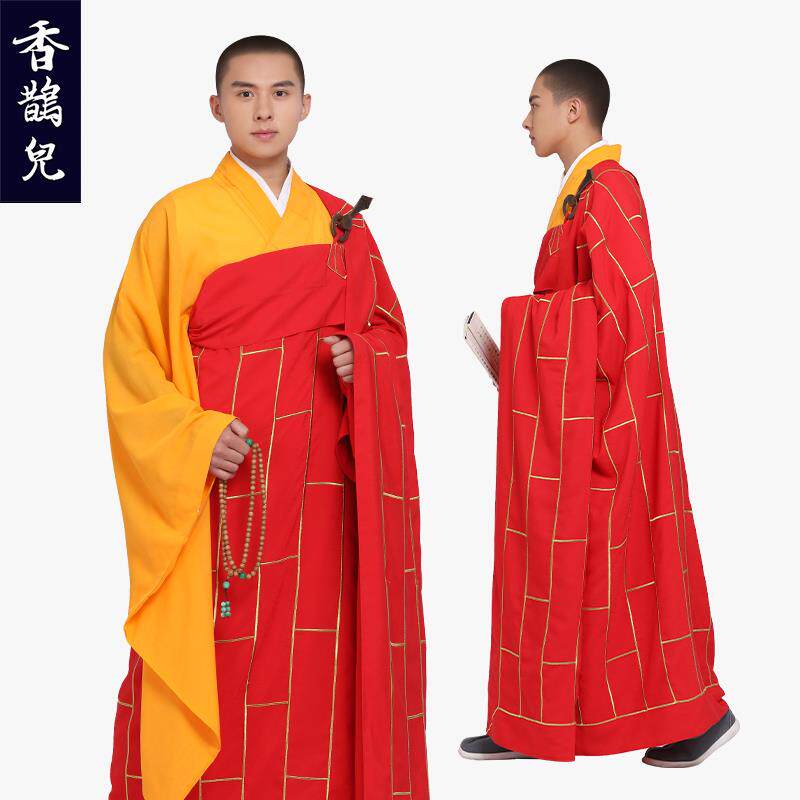 新款香鹊儿木勾环祖衣袈裟 僧服工艺僧人金线刺绣双层 红色七忏衣