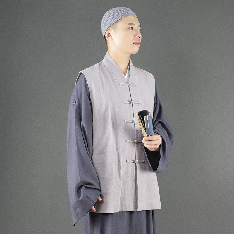 特价僧服伽蓝褂冬季棉服马甲背心和尚服男女款出家人亚麻加棉僧衣