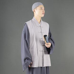 特价僧服伽蓝褂冬季棉服马甲背心和尚服男女款出家人亚麻加棉僧衣