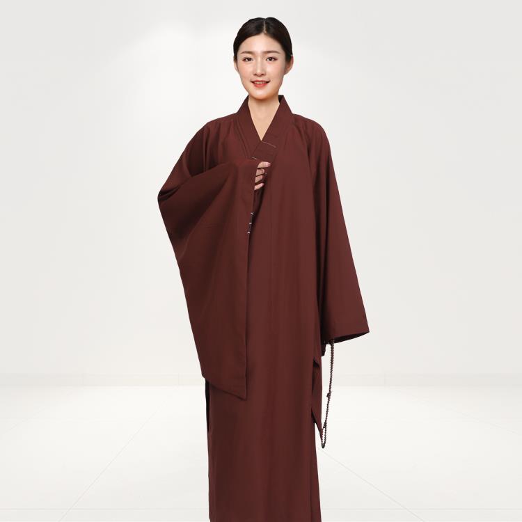 新款海青居士服女款春夏季高档棉海清僧衣僧服袈裟长衫长褂青衣咖