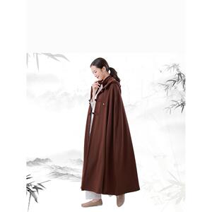 新款男女居士服纯棉加绒打坐披风禅修静坐观音斗篷打坐披肩僧服春