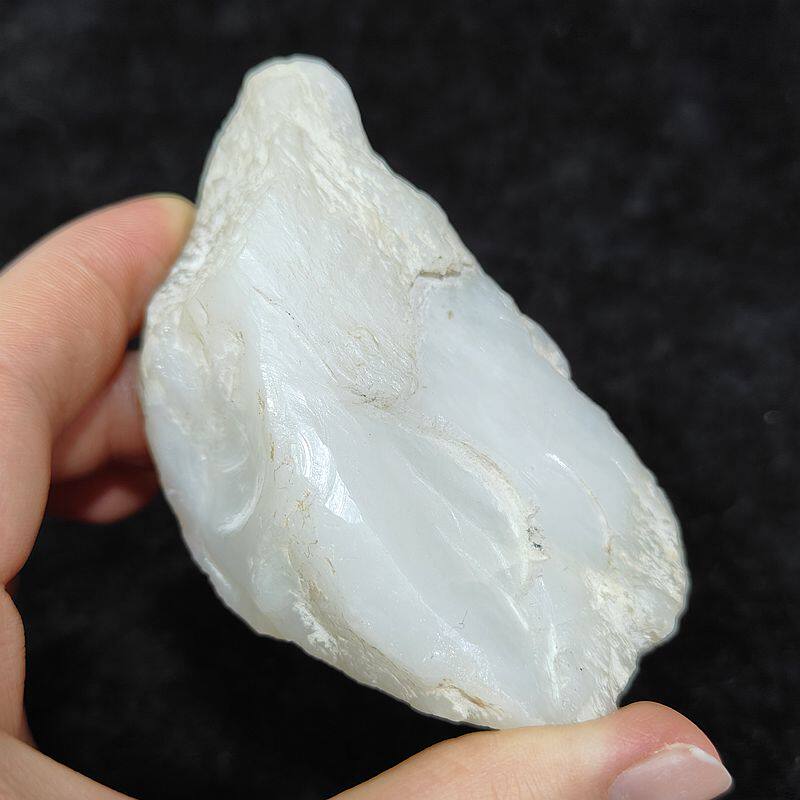 新疆于田羊脂白玉山料全明加工料