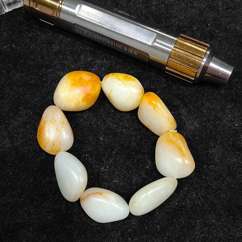 新疆白玉原石手串洒金皮高货手链