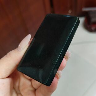 124克和田玉黑青玉平安无事牌 新疆料油润黑羊脂玉4*7规整大玉牌