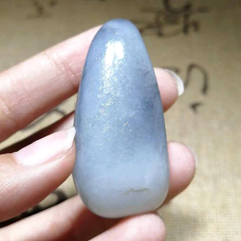 23.5克和田青花白玉籽料原石独籽黑白分明烟青色籽玉吊坠挂坠籽