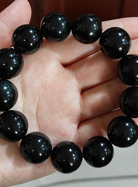 和田玉黑青玉18单圈圆珠手串手链