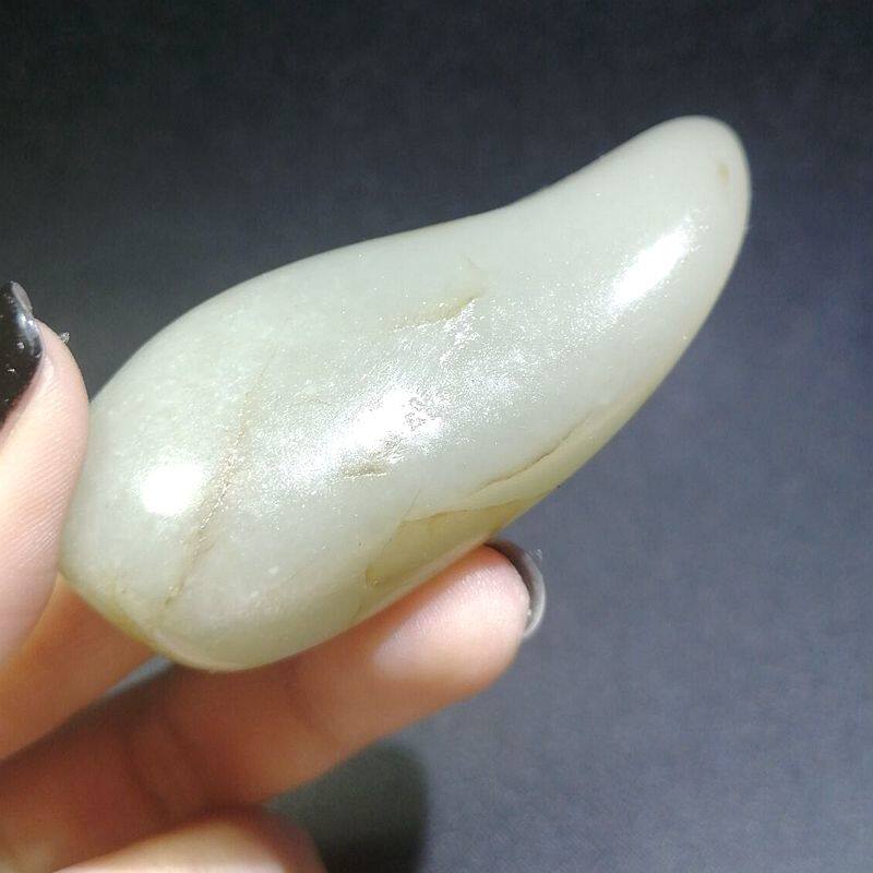 39.5和田籽玉白玉籽料原石天然毛孔玉石挂件打眼佩戴水滴吊坠挂坠