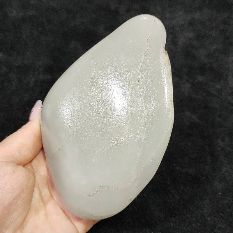496克和田玉白玉籽料原石 天然真皮白玉原籽细腻把件雕刻料收藏