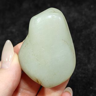 53克和田玉白玉籽料原石新疆玉龙河二级白玉原籽形好养生玉石吊坠