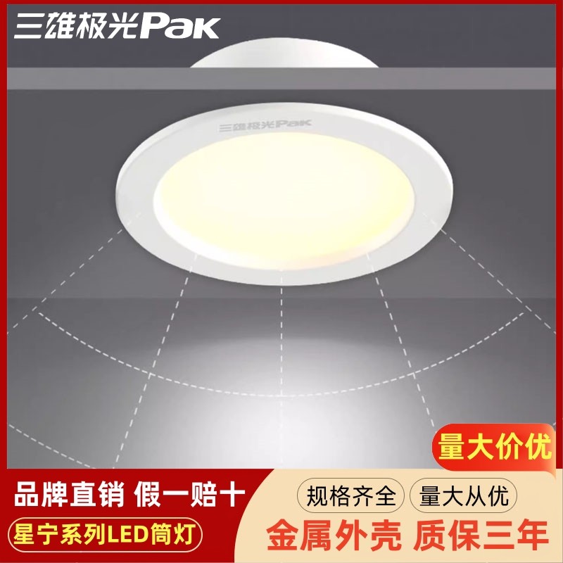 三雄极光金属家用LED超亮筒灯图片