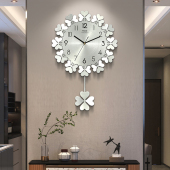 幸运草钟表简约大气时钟个性 家用静音免打孔挂表 创意挂钟客厅时尚