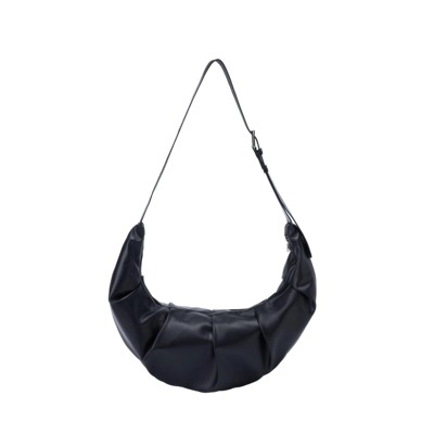 进口牛皮褶皱饺子包大容量