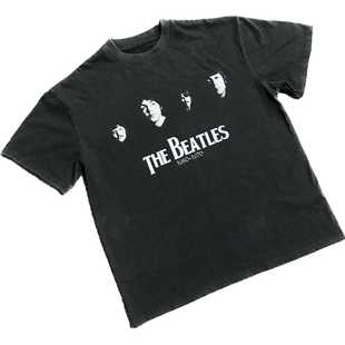 T恤 水洗cleanfit重磅印花短袖 EMGR 披头士乐队Boxy短宽夏季