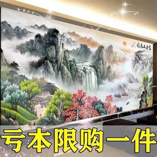 富春山居图客厅山水风景画点贴砖十字绣2024 5d钻石画满钻2024新款