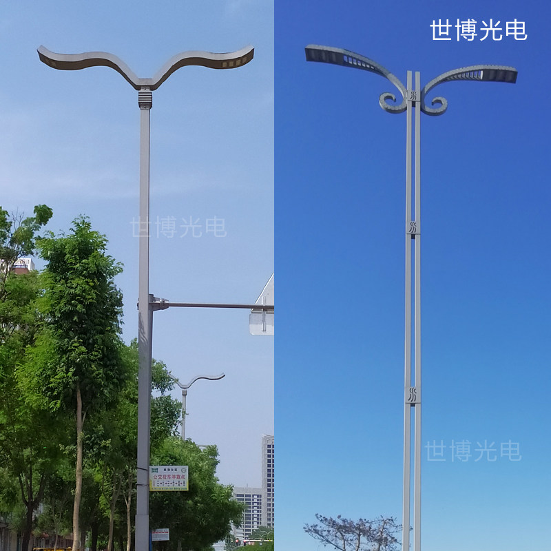 12米双臂路灯户外个性led路灯杆造型高低臂不规则路灯景观灯厂家