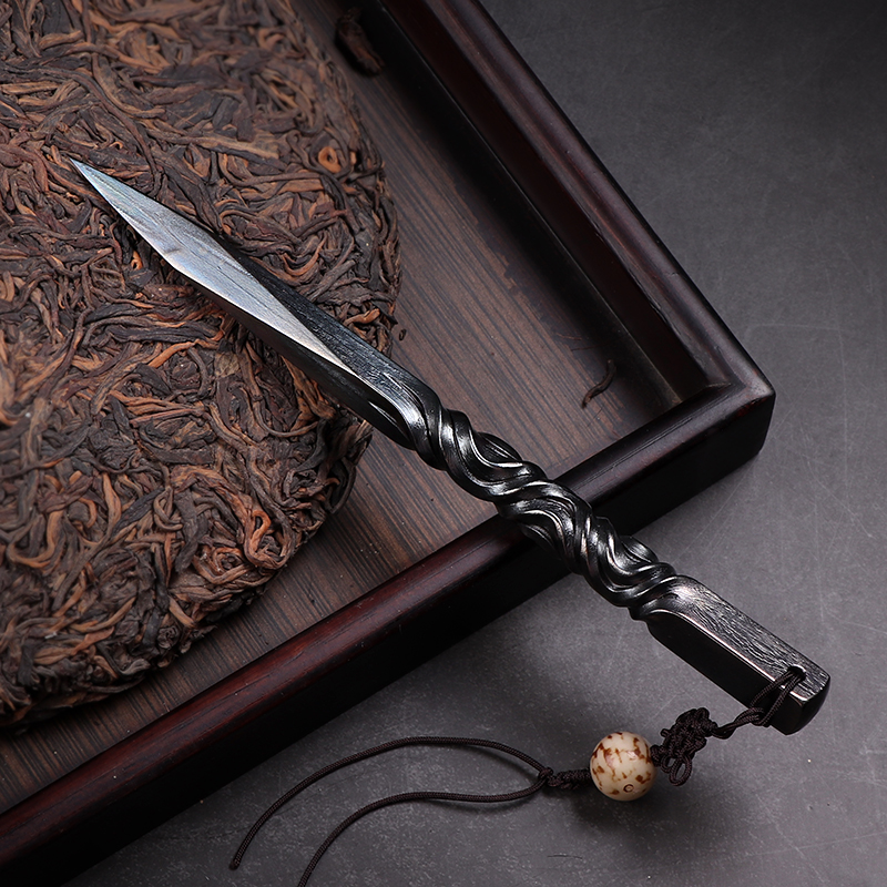 普洱茶刀百炼钢锻打花纹钢茶刀