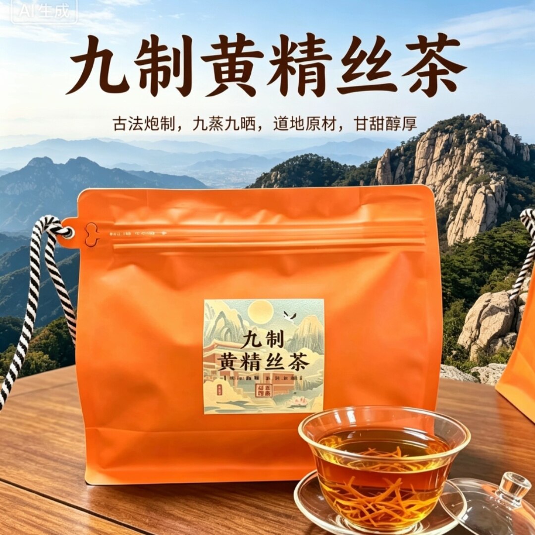 泰山特产黄精黄精丝茶九蒸九制正品中药材男士女士养生茶保健茶