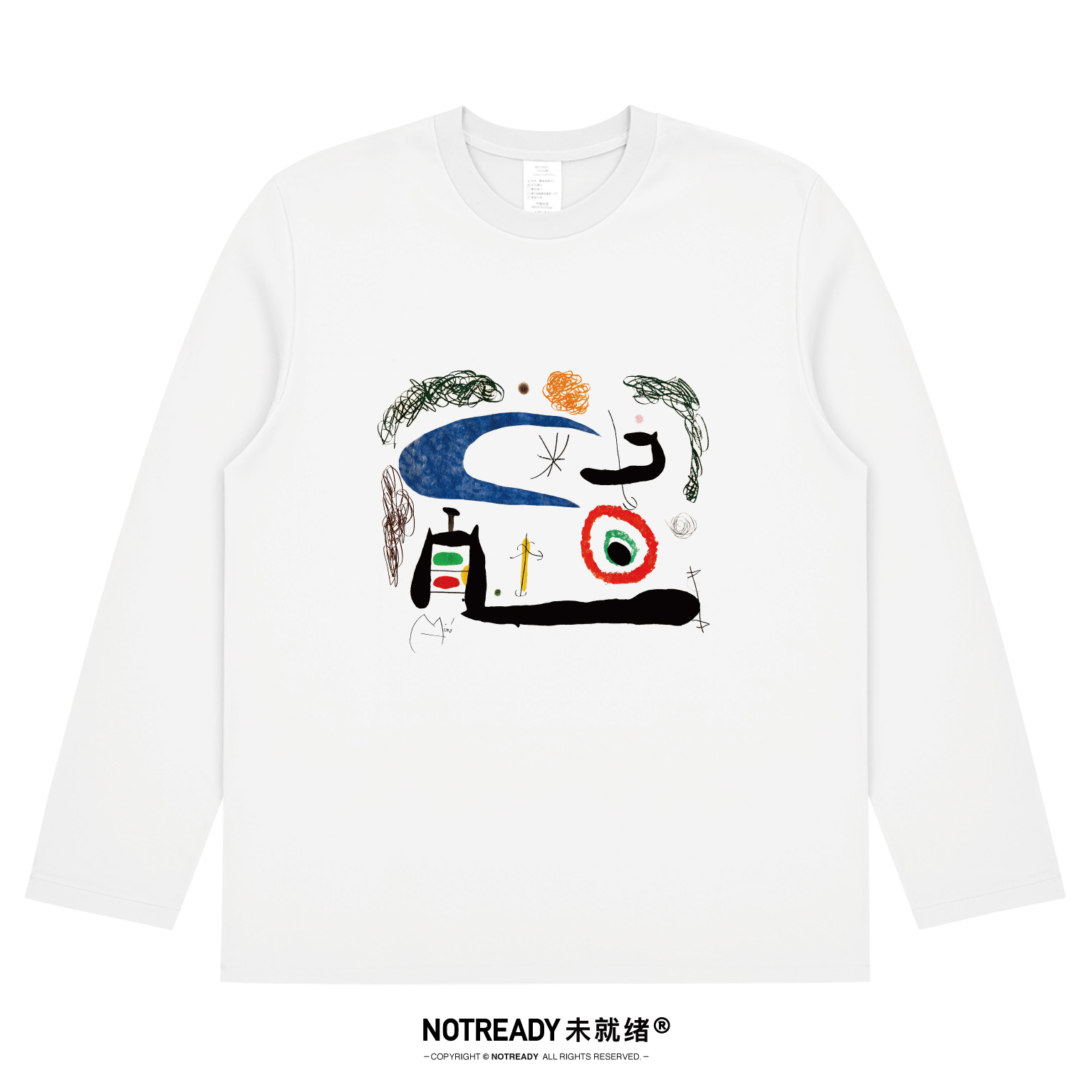 胡安米罗月夜美好艺术长袖T恤