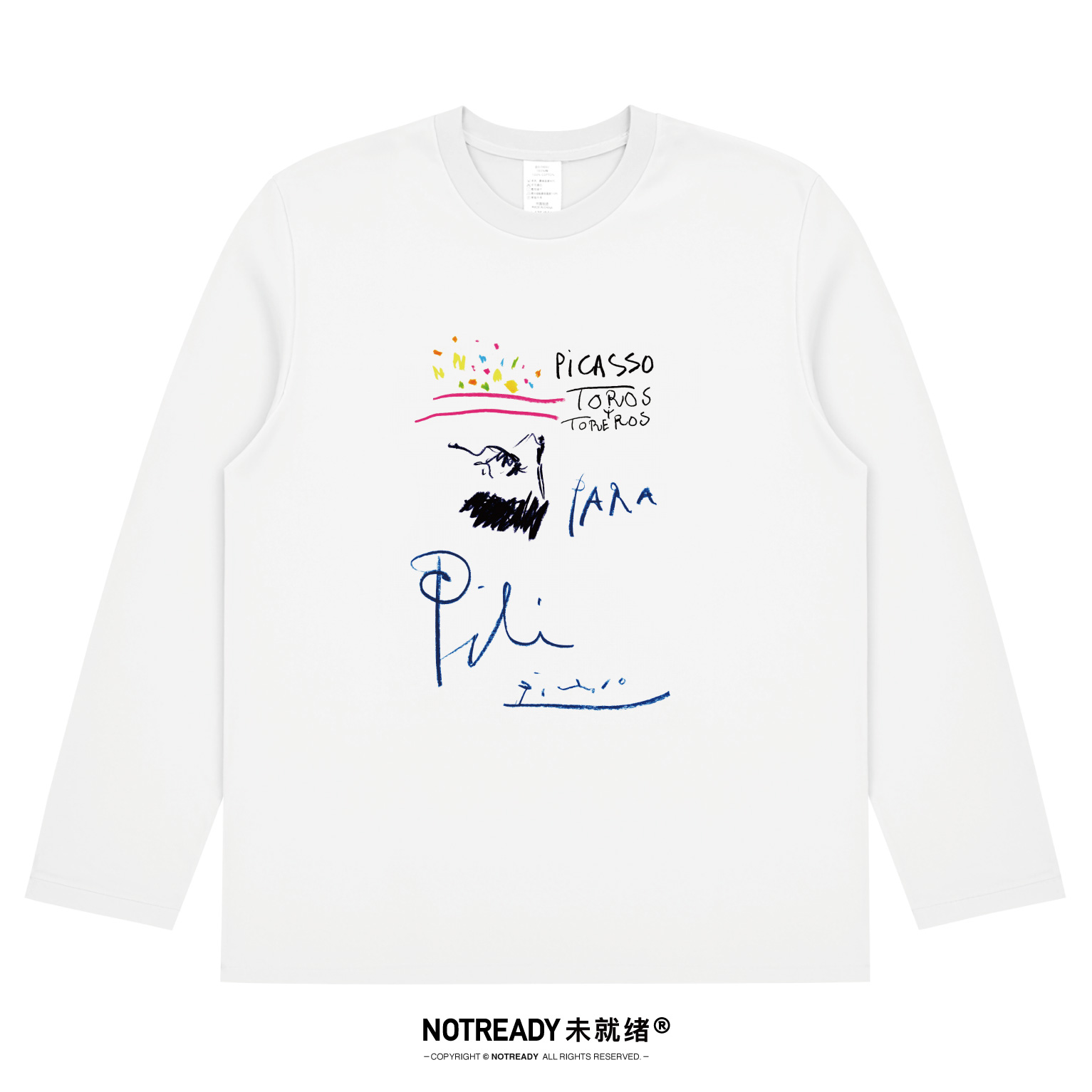 毕加索签名斗牛艺术小众长袖T恤